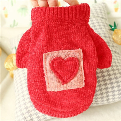 Heart Pattern Warm Dog Cat Sweater