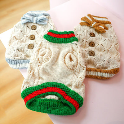 Sweet Bowknot Knitted Cat Dog Sweater