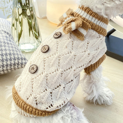 Sweet Bowknot Knitted Cat Dog Sweater