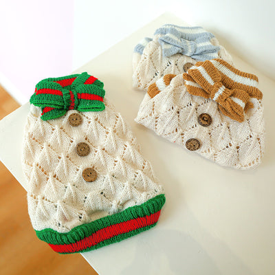 Sweet Bowknot Knitted Cat Dog Sweater