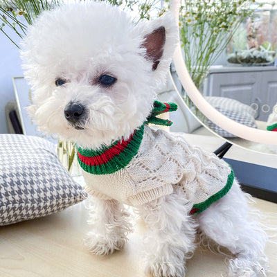 Sweet Bowknot Knitted Cat Dog Sweater