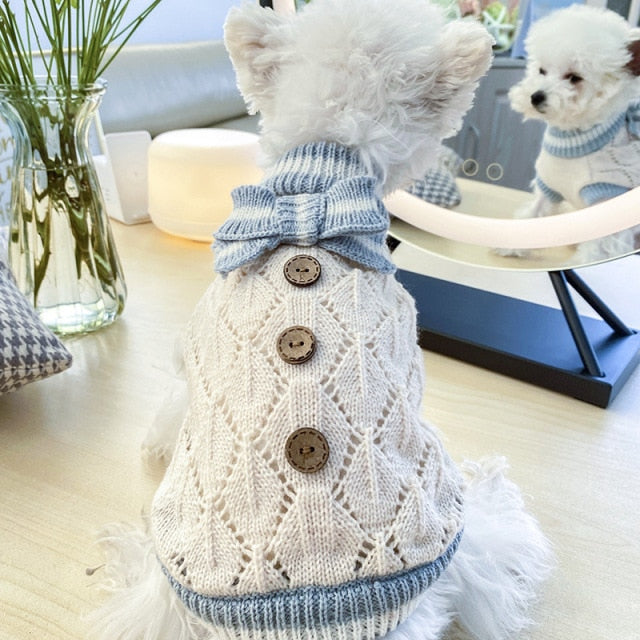 Sweet Bowknot Knitted Cat Dog Sweater