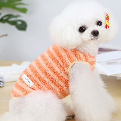 Striped Fleece Dog Cat Coat