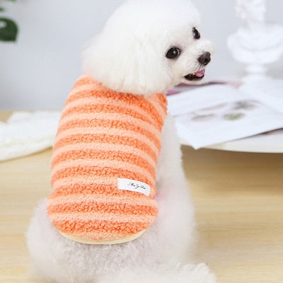 Striped Fleece Dog Cat Coat