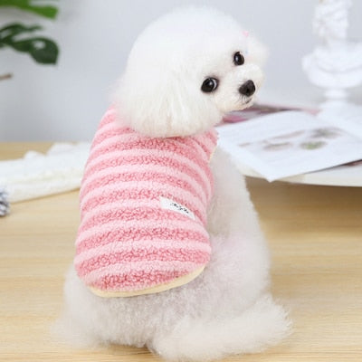 Striped Fleece Dog Cat Coat