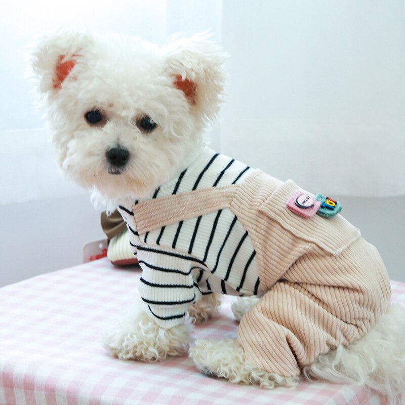 Striped Pocket Puppy Jumpsuits