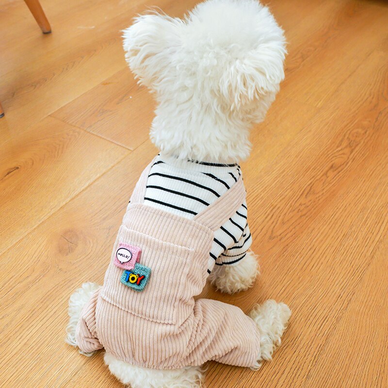 Striped Pocket Puppy Jumpsuits