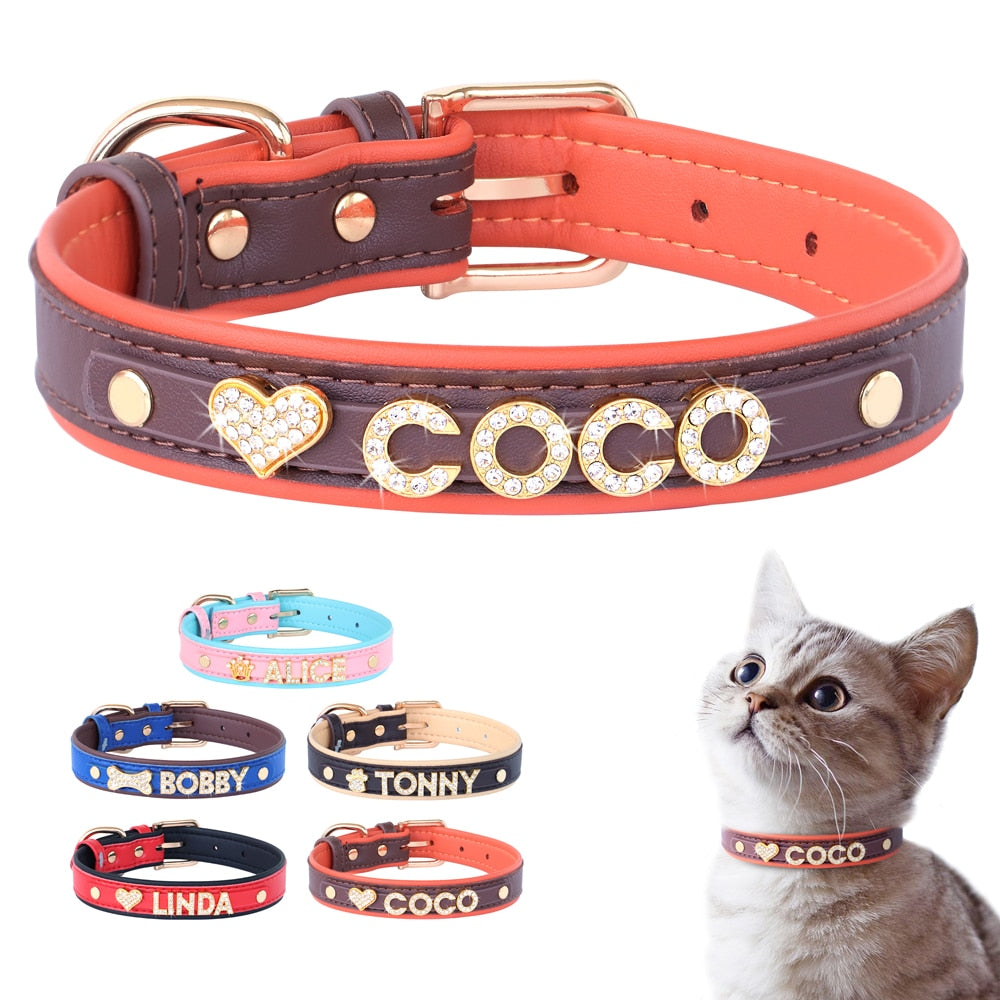 Personalized Rhinestone Dog Cat Collar