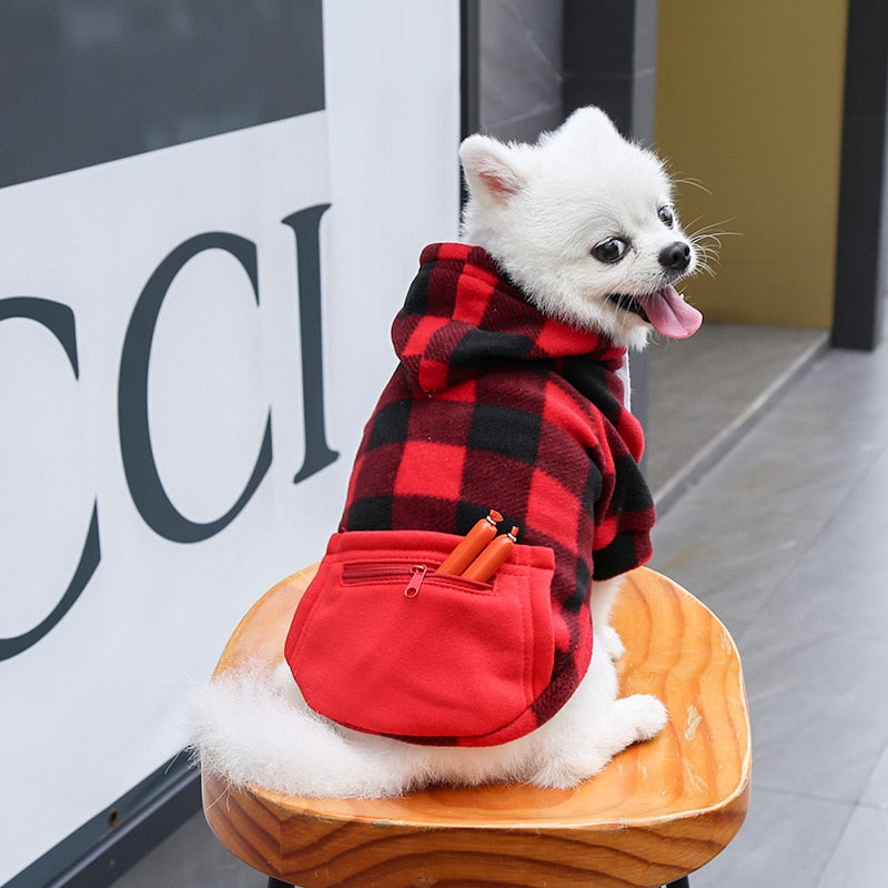 Winter Warm Plaid Dog Cat Hoodie