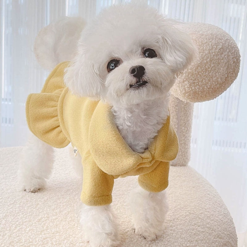 Sweet Solid Color Dog Dress Coat