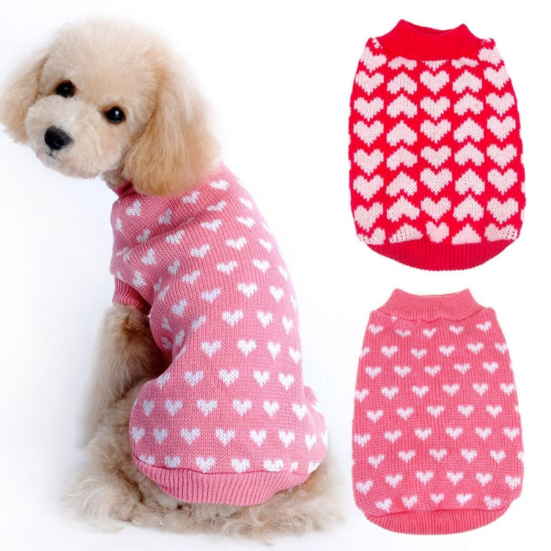 Heart Printed Dog Cat Sweater