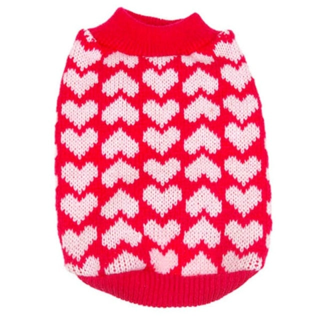 Heart Printed Dog Cat Sweater
