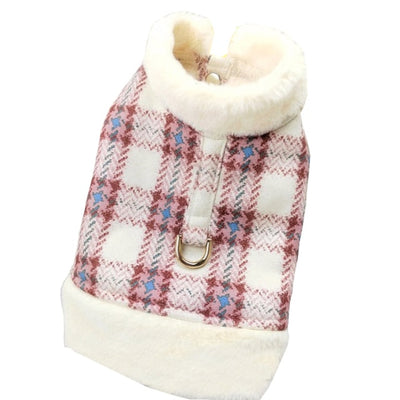 Plaid Furry Dog Jacket Harness