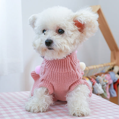 Wool Plush Ball Puppy Sweater Dress
