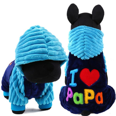 Letter Printed Warm Puppy Coat