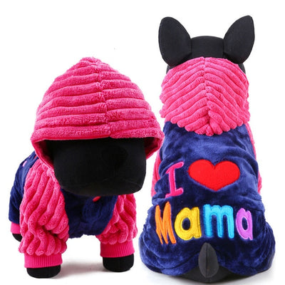 Letter Printed Warm Puppy Coat