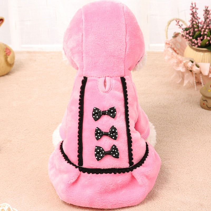 Fleece Bowknot Warm Dog Cat Coat