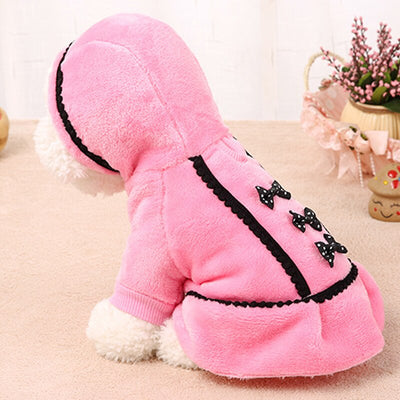 Fleece Bowknot Warm Dog Cat Coat