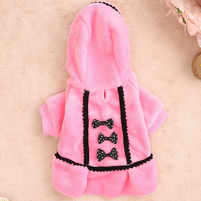 Fleece Bowknot Warm Dog Cat Coat